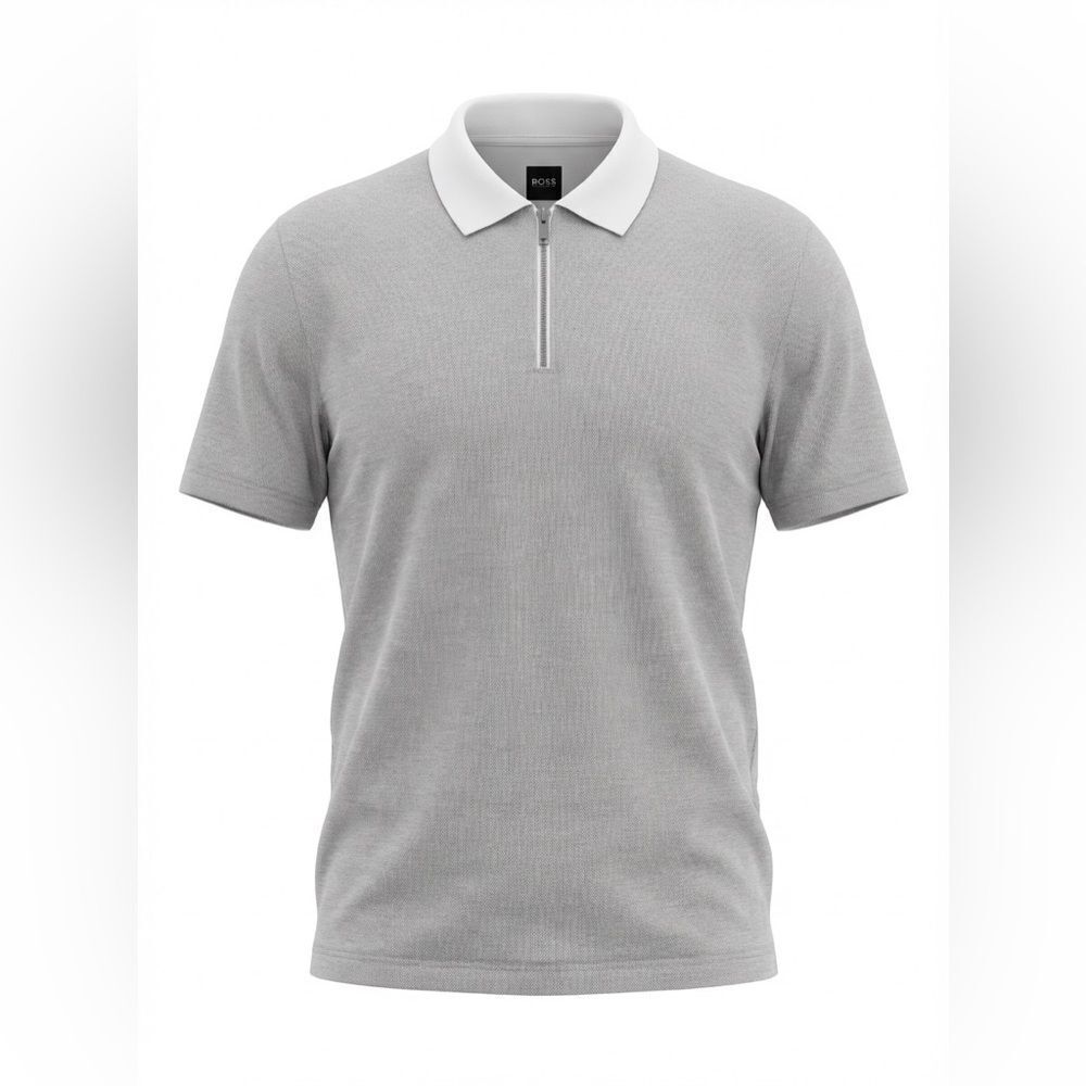 Hugo Boss men’s polo shirt 1/4 zip gray blend size XL